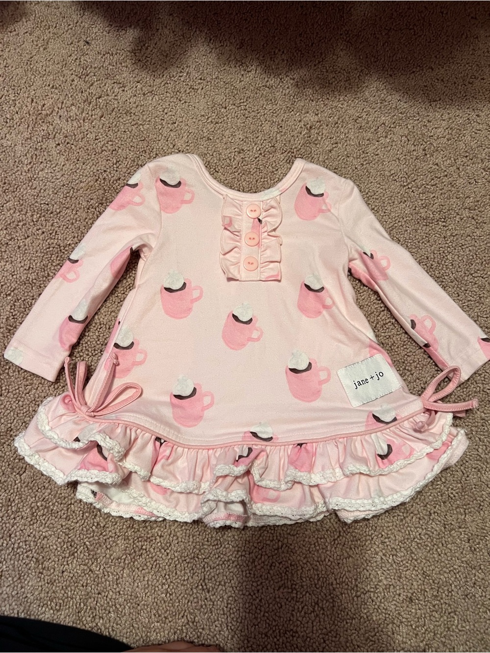 jane + jo Pink Hot Cocoa Ruffle Nightgown for Kids